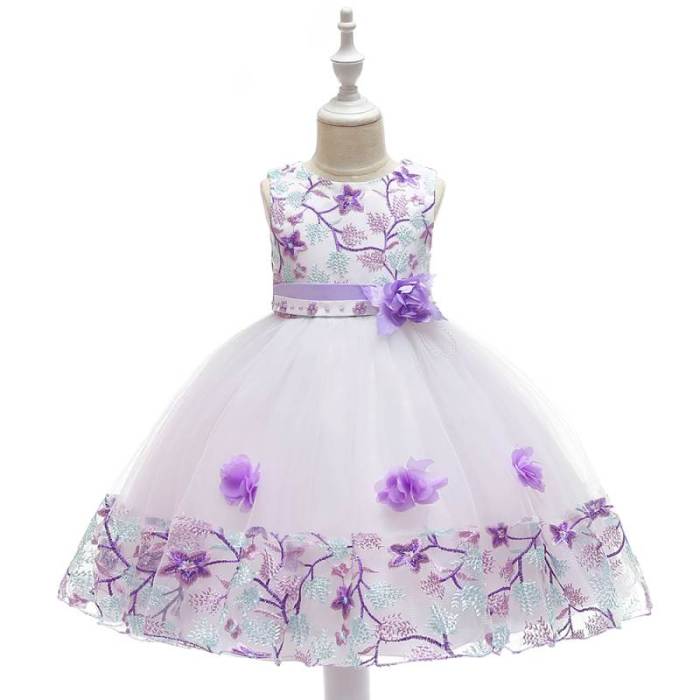 Retail Girl Elegant Flower Birthday Party Dress Children Girl Dress For 3-8 Years Kids Girl Wedding Dress Princess