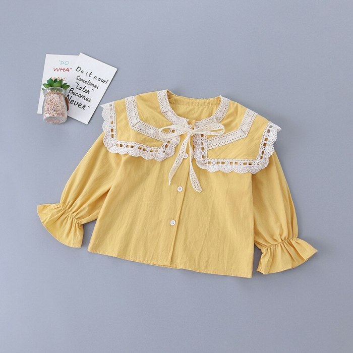 Baby Girl Clothing Set Spring Lace Bow Collar Tops Blouse+denim Shorts,kids Girls Princess Wear Children Elegant Suits Clothes