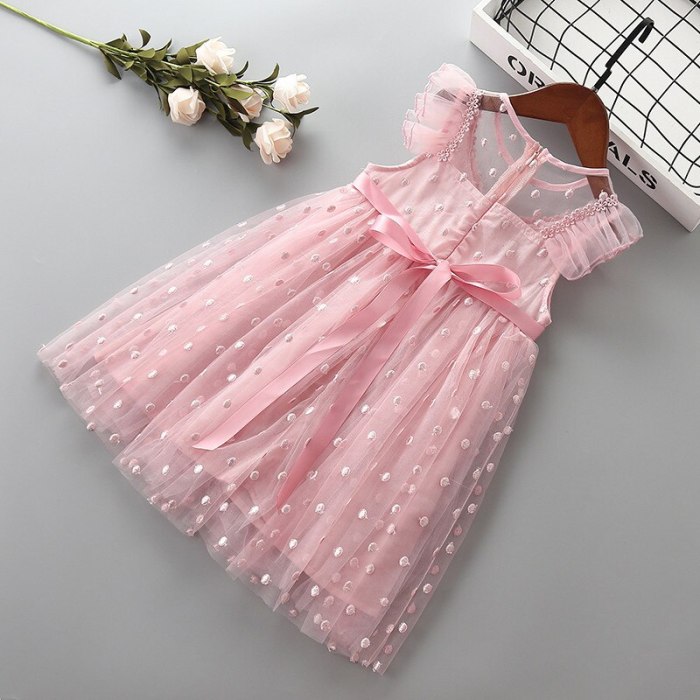 2021 new summer fashion bow flower kid children girl clothing party formal princess dress
