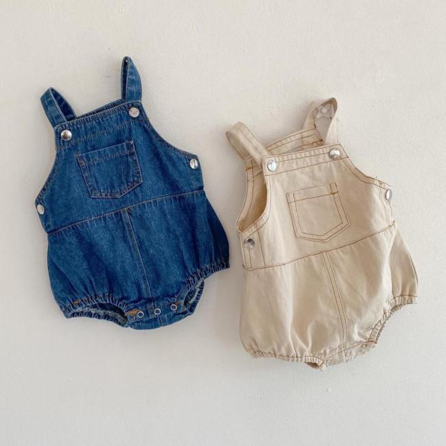 New Spring Baby Boys Girls Clothing Sleeveless Baby Denim Bodysuits Kids Jumpsuit Summer Baby Denim Overalls
