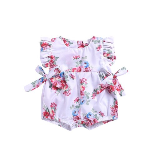 Summer Newborn Baby Girls Clothes Tops Flower Jumpsuit Bodysuit Short Sleeve Baby Girl
