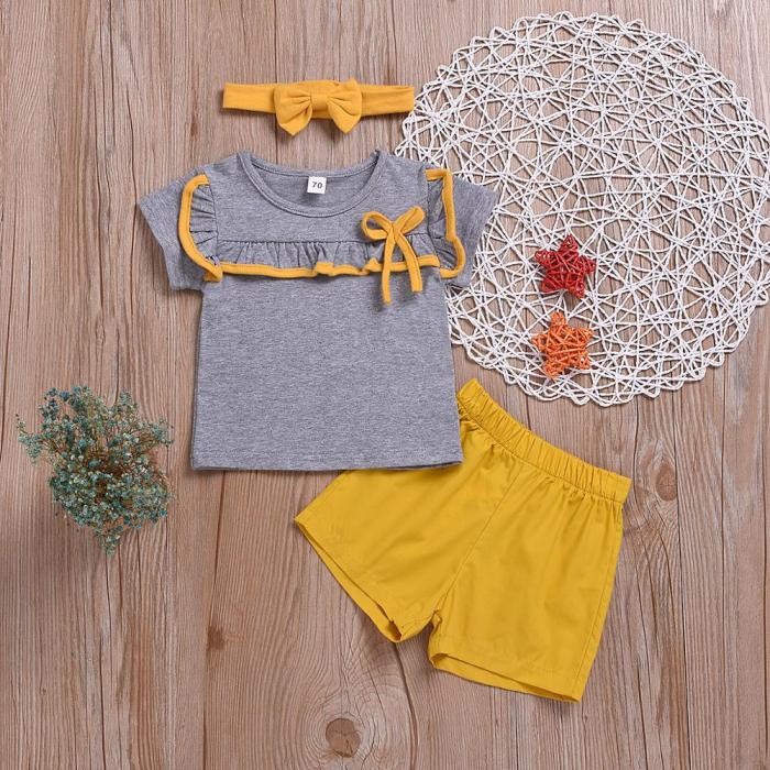 2021 New Summer 2-piece Baby Toddler  Casual Solid Top and Shorts Set Girl and Boy Suits Short-Sleeve T-shirt Clothes