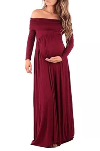 Maternity Dress Photo Shoot Maxi Maternity Gown off-the-shoulder