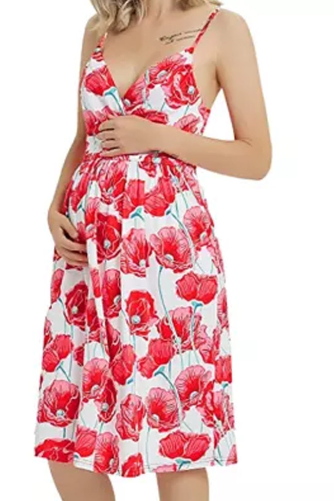 New Style Pregnant Women Floral Long Maternity Gown Photography Photo Shoot Dress