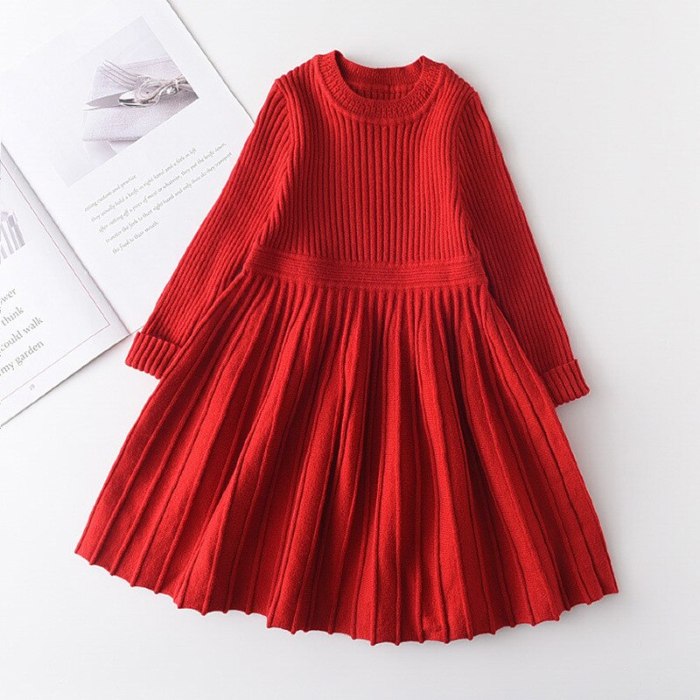 Autumn Winter Warm Knitted Sweater Dresses Kids Girl Clothes O-Neck Long Sleeve Baby Girl Dresses Christmas Little Girl Clothes
