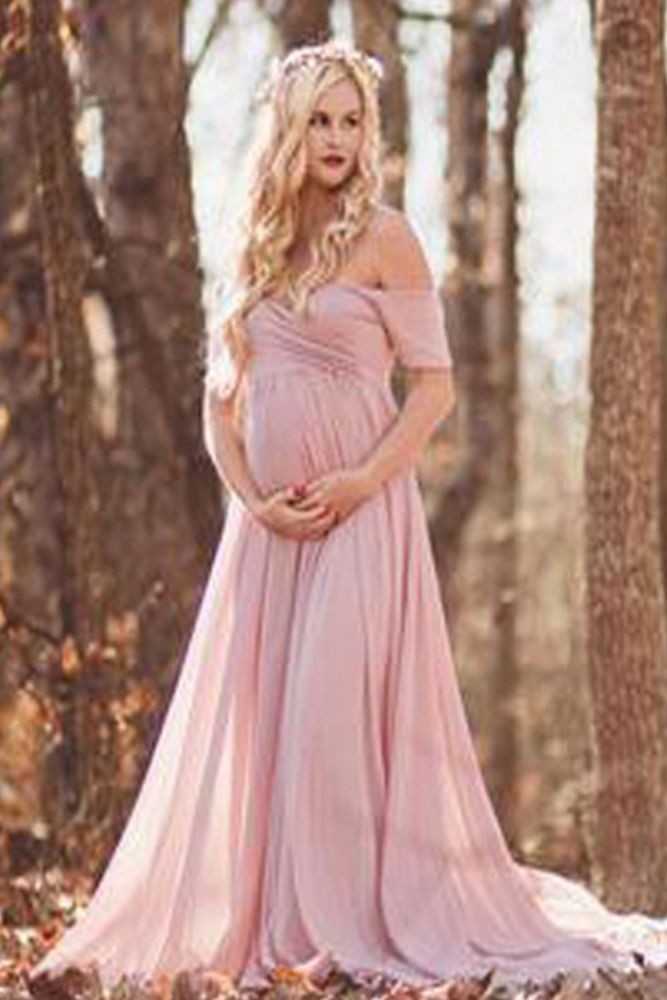 Maternity Long Dresses Women Pregnants Photography Props Off Shoulder Sleeveless Maternity Solid Dress