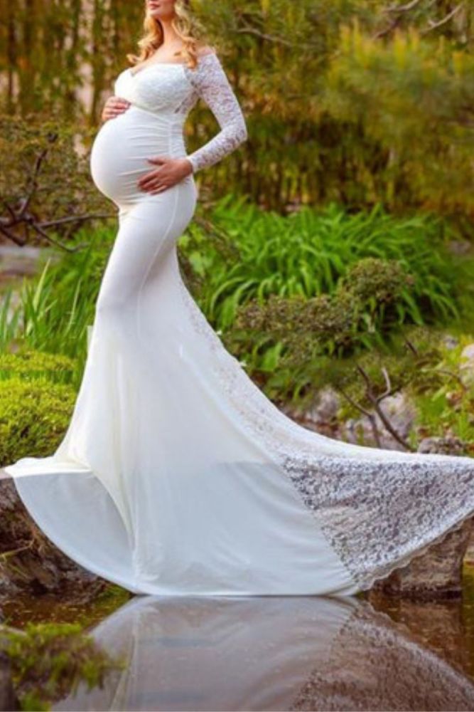 Sexy Lace Maternity Dresses For Baby Showers Photo Shoot Long Fancy Pregnancy Maxi Gown Elegence Pregnant Women Photography Prop