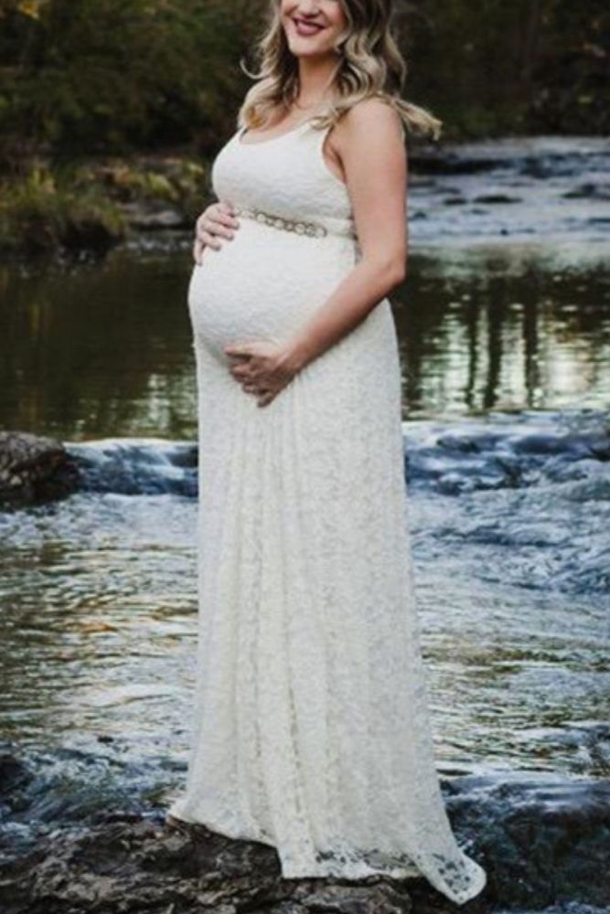 Lace Maternity Dresses For Photo Shoot Maxi Gown Sleeveless Long Pregnant Women Pregnancy Dress Photography Prop Baby Shower