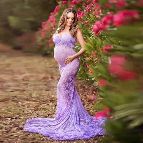 Maternity Dresses For Photo Shoot Lace Maxi Maternity Gown Clothes For Pregnant Women Pregnancy Dress Photography Props