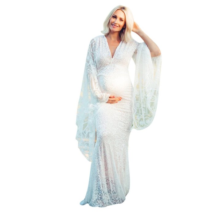 Women Ruffles Long Sleeve Prom Gown Dress Maternity Pregnants Photography Props  Flying Dress For Photo Shoot