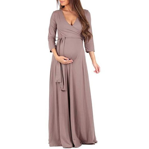 Women Pregnant Maternity Nursing Floral Breastfeeding Summer Long Dress V-neck Beach Clothes for Pregnant Maxi Dresses