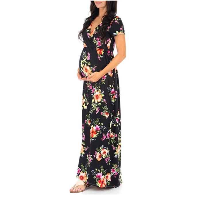 Pregnant Women Clothing Maternity Dresses New V Neck Short Sleeve Print Long Pregnancy Dress Fashion Plus Size Beach Dress