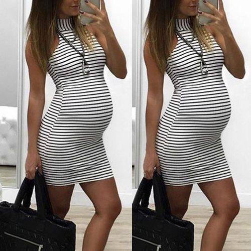 Fashion Womens maternity dressNursing Baby For Maternity Stripe Sexy Dress clothes for pregnant women Dropshipping