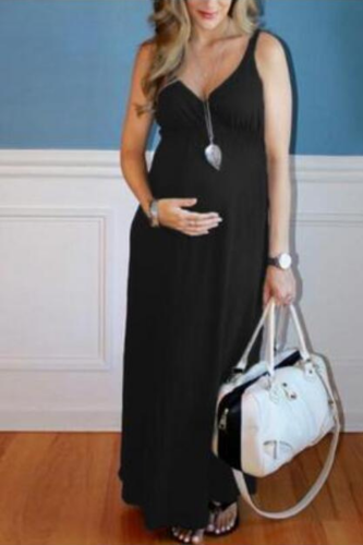 Women Maternity Dress Sleeveless Pregnancy Solid Comfort Summer Casual Ladies Long Dress Photography Props Evening Dress T9#
