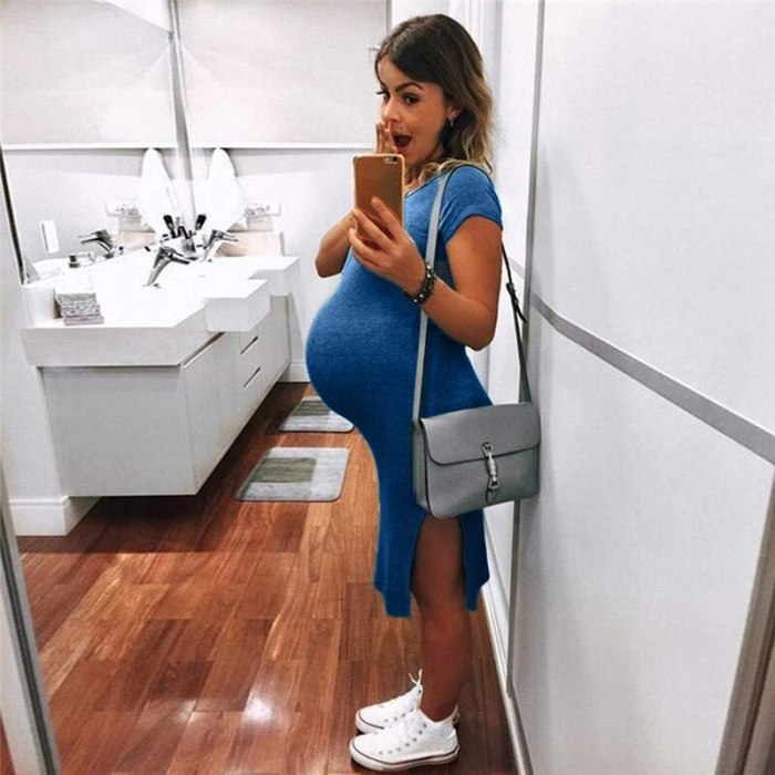 Maternity Short Sleeve Dresses Maternity Clothes 2020 Summer Casual Pregnant Women Knitted Dress Vestidos Pregnancy Clothings