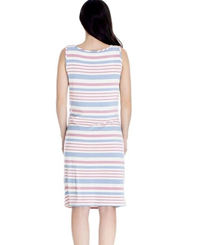 Classic women's stripes Maternity Nursing Wear Cotton pajamas Outdoor leisure beach skirt Women's plus size dress