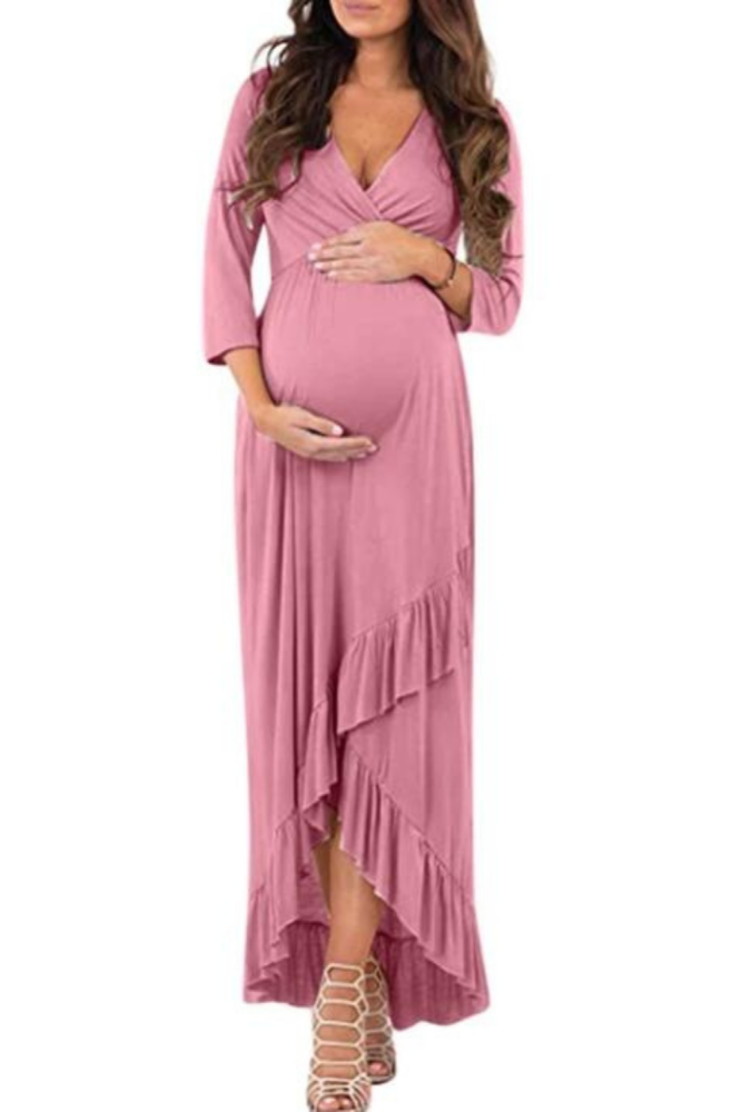 New Women Pregnant Dress Nusring Maternity Long Sleeve Ruffles Solid Irregularity Lace Dresses Woman Party Dress Casual Clothes