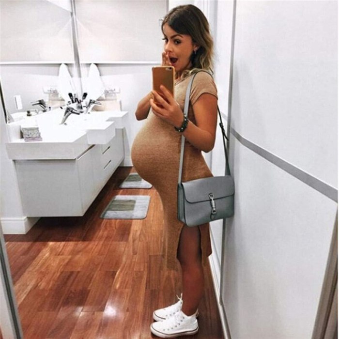 Maternity Short Sleeve Dresses Maternity Clothes 2020 Summer Casual Pregnant Women Knitted Dress Vestidos Pregnancy Clothings