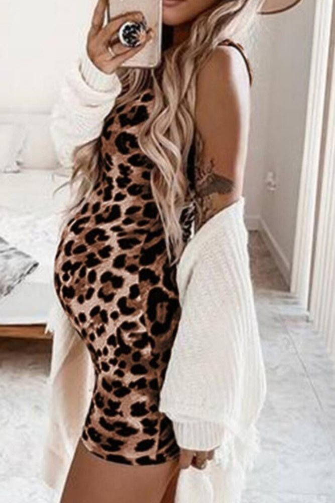 Maternity dresses Women Sleeveless Leopard Print dress Casual Women Maternity Sundress above knee sexy Pregnancy clothes