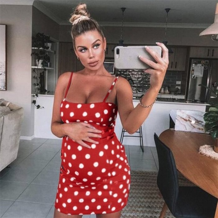 Sexy Mini Skirts For Pregnant Women Clothing Summer Maternity Sling Vest Dress Dot Printed Tops Pregnancy Clothes Female Vestido