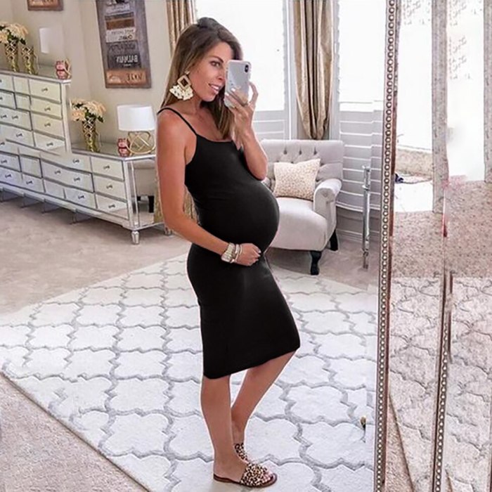 Fashion Pregnant Women Solid Sleeveless Four Colors Bodycon Slim Dress Summer Maternity Pregnancy Clothes