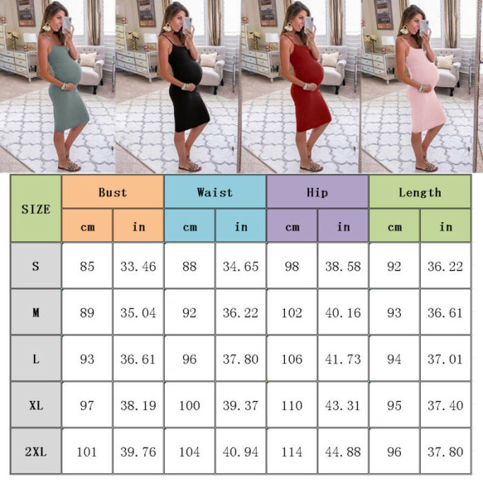 Fashion Pregnant Women Solid Sleeveless Four Colors Bodycon Slim Dress Summer Maternity Pregnancy Clothes