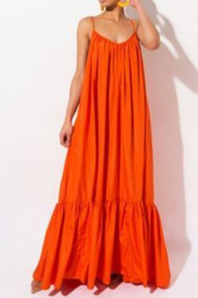 Sexy Sleeveless Solid Color Elegant Long Dress Women Summer Casual Fashion Plus Size Mid Waist Dress 11 Colors Female