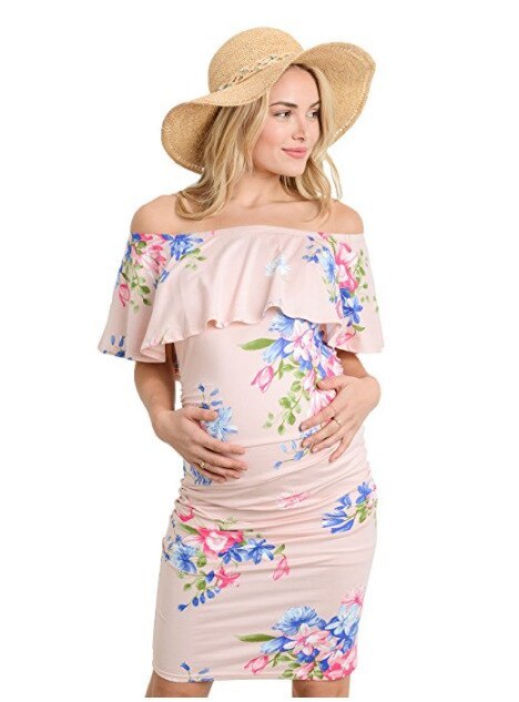 Maternity Dresses Off Shoulder Pregnancy Dresses Floral Women Dress Summer Pregnant Dress For Pregnant Women