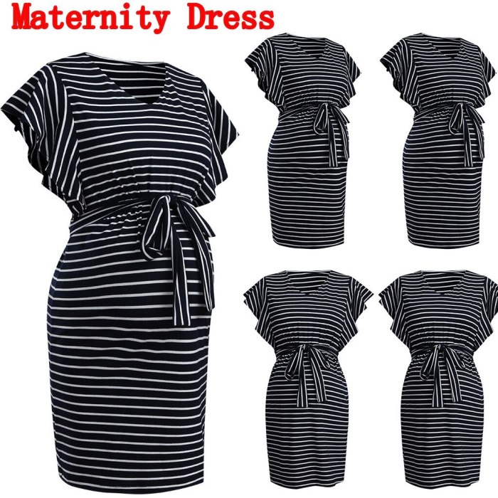 Women's Maternity Dresses Short Sleeve Pregnancy Clothes Stripe Comfortable Summer Ladies Strapless dress Pregnant Dresses