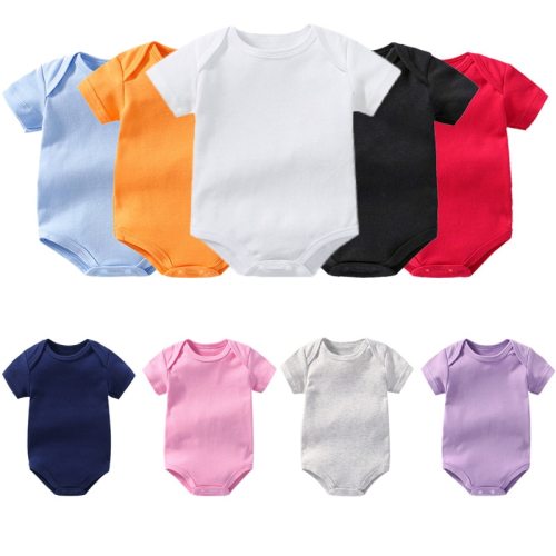 Infant Baby Clothing Summer Short-sleeved Solid Color Bodysuit New Born Boys Girls Climbing Clothes Onesies Bag Fart Onesies