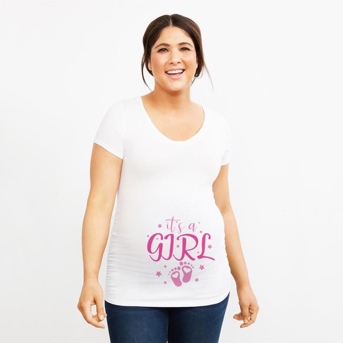 It's A Boy/girl Women Pregnant Anouncement T-Shirts New Mom Materinity Summer Short Sleeve Tshirt Pregnancy Clothes Soft Wear