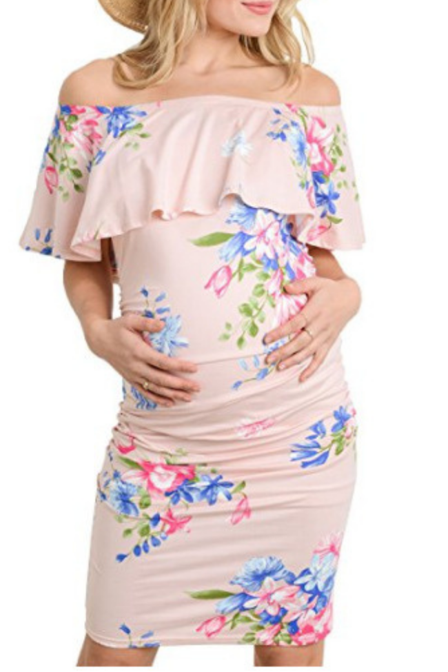 Maternity Dresses Off Shoulder Pregnancy Dresses Floral Women Dress Summer Pregnant Dress For Pregnant Women
