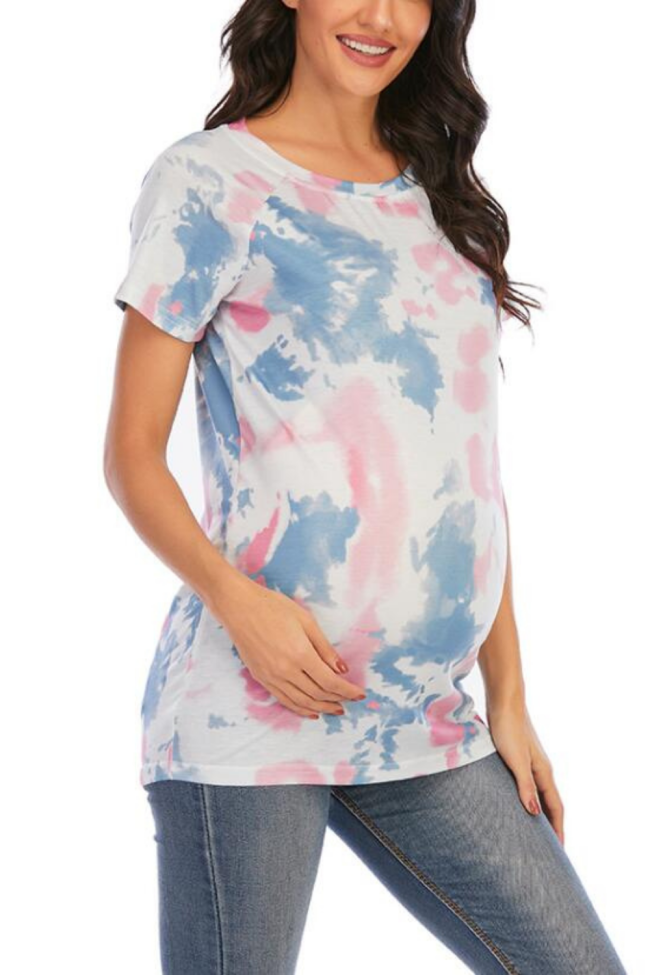 Women Tshirt Maternity Pregnancy Nursing Clothes T-shirt Tie-dye Tops Casual Pregnancy Clothes T Shirt Grossesse Nursing Tops