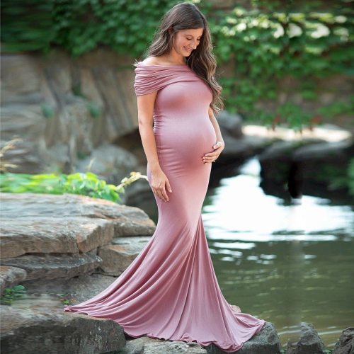 Shoulderless Maternity Dresses Photography Props Long Pregnancy Dress For Baby Shower Photo Shoots Pregnant Women Maxi Gown 2020