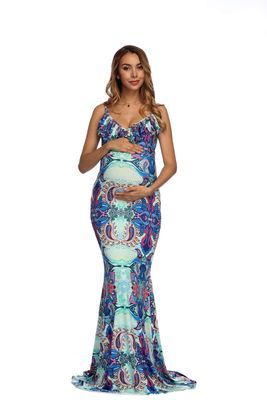 Maternity Dress Photography Prop V-neck Big Maternity Maxi Dress For Photo Shoot Maternity Gown For Photo Shooting