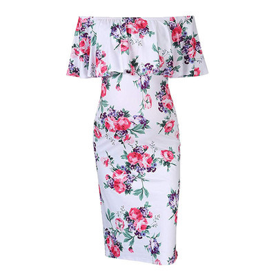 Maternity Women Dress Pregnancy Summer Print Flower Dresses Mama Cotton Clothes Pregnant Womens Casual Self-cultivation Clothing