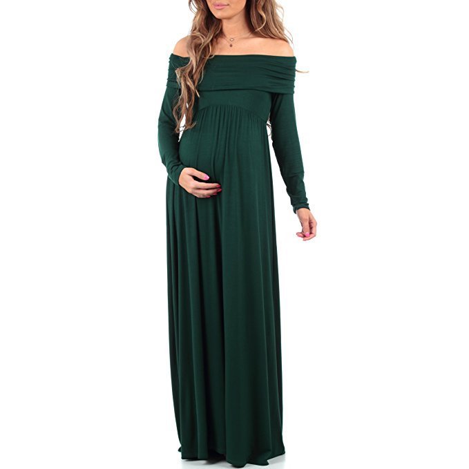 New Women Maternity Dress Off Shoulders Pregnant Photography Props Nursing Dress Long Sleeves Pregnant Women Dresses
