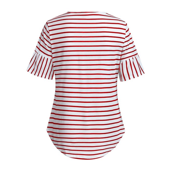 Womens Mother Tops Summer Casual Short Sleeve Nursing Striped Tops For Breastfeeding Blouse T-Shirts