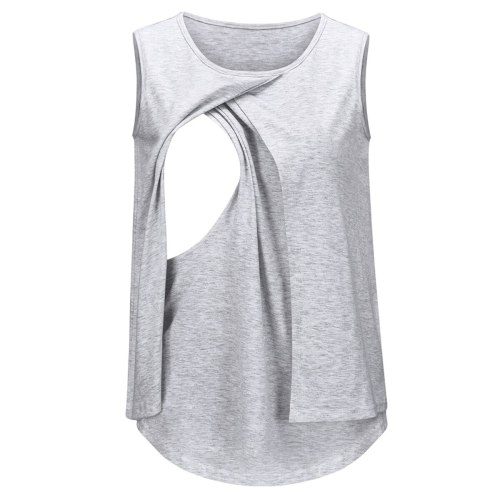 2021 new European and American hot style multifunctional solid color sleeveless breastfeeding top T-shirt for pregnant women