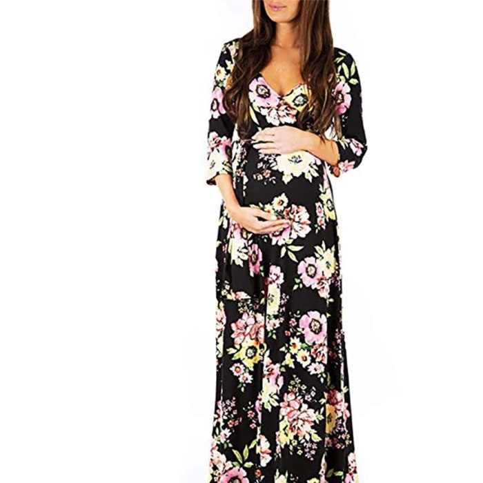 Floral Print Wrap Dresses Maternity Dress Adjustable Belt Multi-function Nursing Dress Maternity Clothes