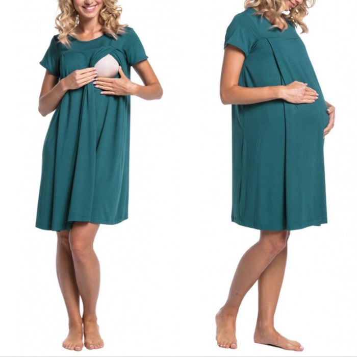 Maternity Nightwear Dress Women Pregnant Short Sleeve Solid Nursing Baby Nightdress Breastfeeding Dress Maternity Pajama Clothes