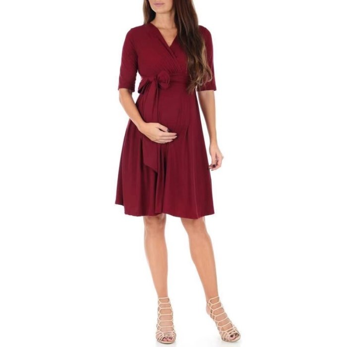 2021 New European and American Foreign Trade Women's Solid Color Stitching Breastfeeding Dress Maternity Dress