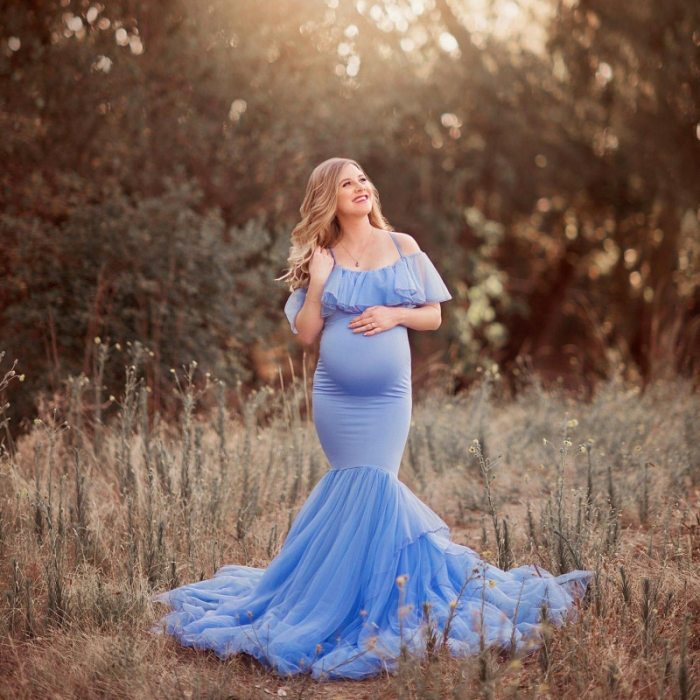Ruffles Maxi Maternity Gown For Photo Shoots Cute Sexy Maternity Dresses Photography Props