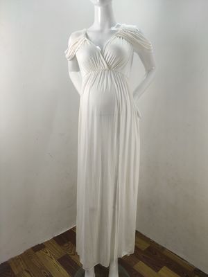 New Women's Pregnant  Wedding Maternity Photography Maxi Gown Tailing Dress Photo Shoot Pregnancy Casual Lace Stitching Dress