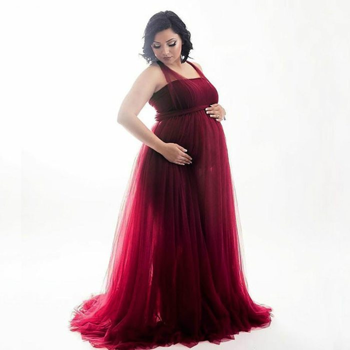 Sexy Maternity Dresses Photography Props Elegant Splicing Mesh Dress Women Pregnant Maxi Gown Clothes For Photo Shoots 6 Color