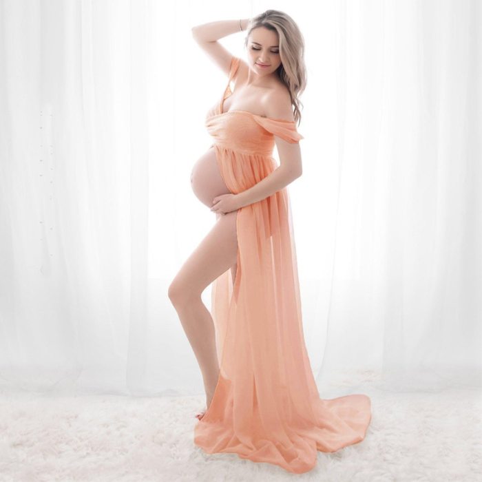 White Sexy Maternity Dresses for Photo Shoot Photography Props Women Pregnancy Dress Lace Long Strapless Maxi Dress