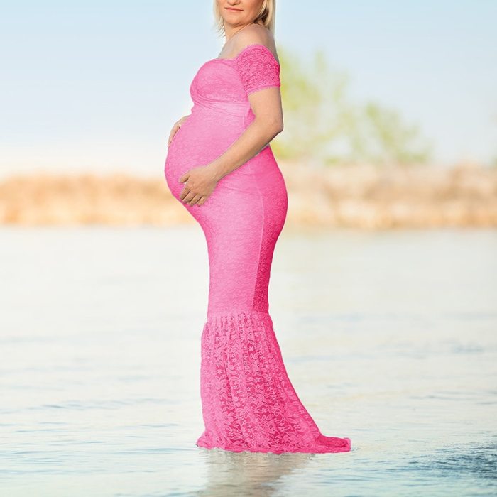New Mermaid Skirt Maternity Dresses Lace Long Sleeve Photography Sexy Photo Props Shoot Maxi Gown Pregnant Pregnancy Women Dress