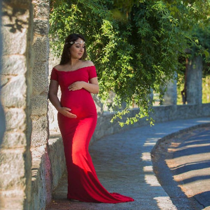 Shoulderless Maternity Dresses For Photo Shoot Clothes Maternity Photography Props Pregnancy Dress Photography Maxi Vestidos