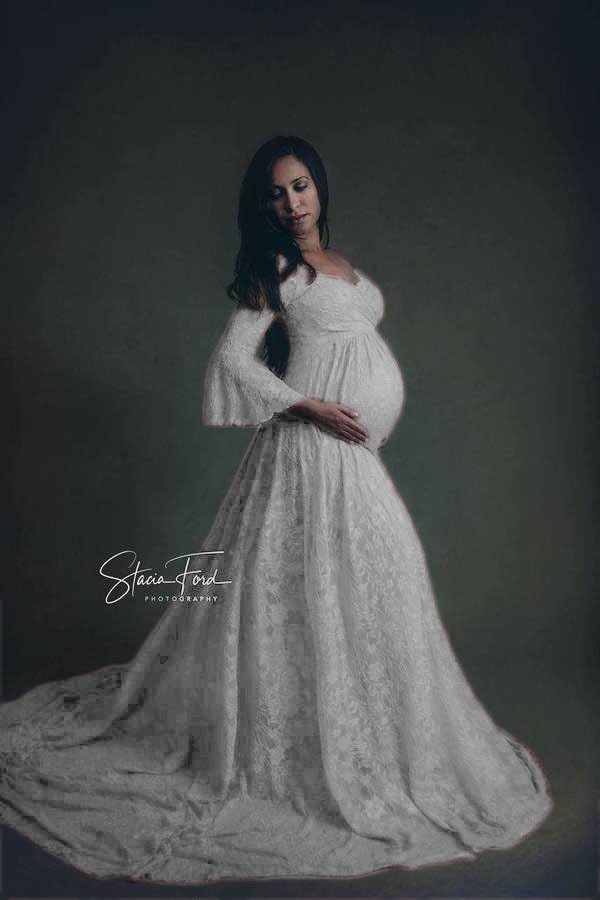 Long Maternity Dresses For Photo Shoot Sexy Lace Fancy Pregnancy Dresses Flare Sleeve Pregnant Women Maxi Gown Photography Props
