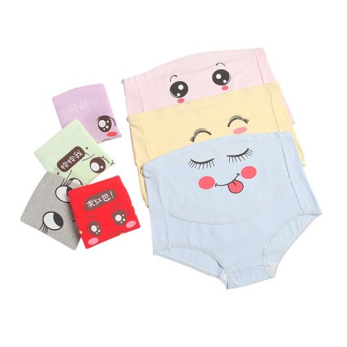 Cartoon Printed Cotton Maternity Panties High Waist Adjustable Belly Underwear Clothes for Pregnant Women Pregnancy Briefs